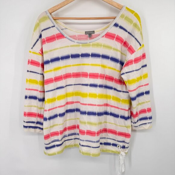 T By Talbots Womens Striped Cotton top shirt tie dye size Large side tie - Picture 6 of 10